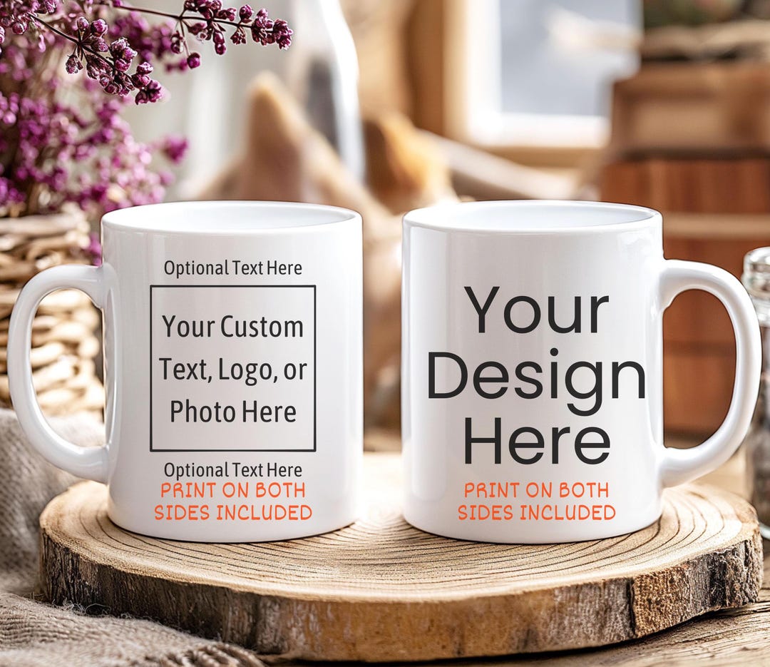 Custom Coffee Cup With Text and Photo, Personalized Business Logo ...