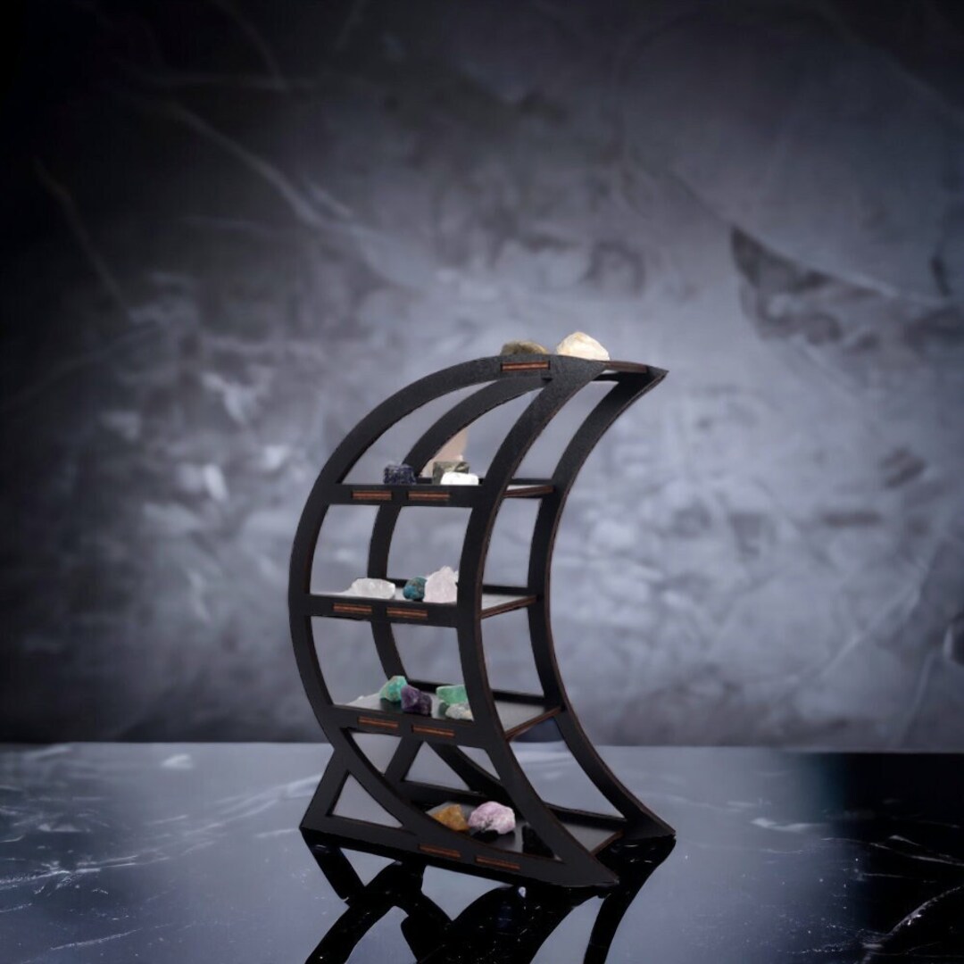 Wooden Crystal Moon Shelf Display Crystal Shelf Floating Etsy