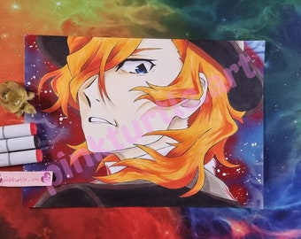 Bungo Stray Dogs Chuuya Nakahara Fanart / Artprint / PRINT A2, A3 or A4, anime drawing as a print, anime print, anime poster