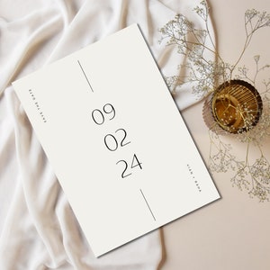 Simple Numeric Save The Date Card, Modern Save The Date, Minimalist Wedding Stationery Minimalist STD card
