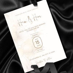 Wedding Invitation Template, Printable Wedding Invitation, Minimal Wedding Invite Suite, Modern Invite, Simple Editable Invite Template,
