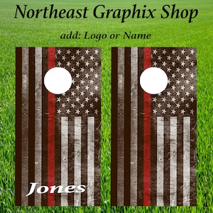 Fire Fighter Cornhole Wrap Laminated - Skin Custom Vinyl Cornhole Board Wraps