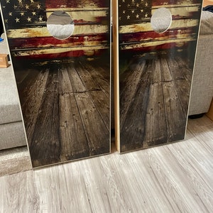 American Flag Cornhole Wrap Laminated - Skin Custom Vinyl Cornhole Board Wraps