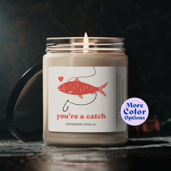 You're a Catch Fisherman Candle - Cute Candle for Fishing Husband, Fishing Themed Valentine's Day Gift for Him, Fishing Lover Gifts