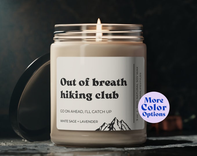 Out of Breath Hiking Club Candle - Gift For Hiker, National Parks Hiking Candle, Funny Hiking Decor, Hiking Couples Gift, Hike lover gift