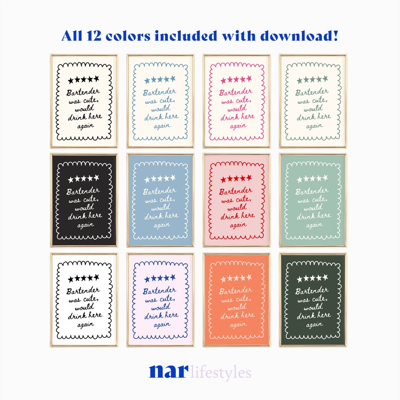 Bartender Was Cute Would Drink Here Again Quote Art Digital Download
