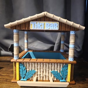 Hanging 3D printed Tiki bar themed birdhouse feeder