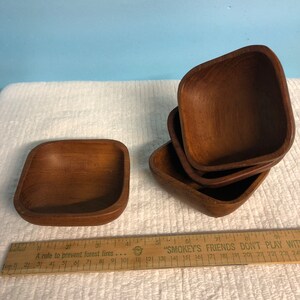 Set of 4 vintage teakwood salad bowls