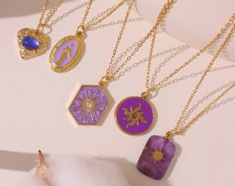 Purple Love Heart, Sun Our, Lady Jewelry | Pendant Necklace | Women Gift
