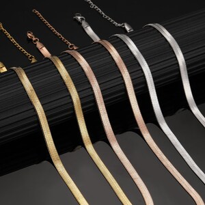 Blade Snake Chain Stainless Steel Necklaces Unisex Men Choker Width 2/3/4/5mm Herringbone Necklace For Women Jewelry Party Gifts image 3