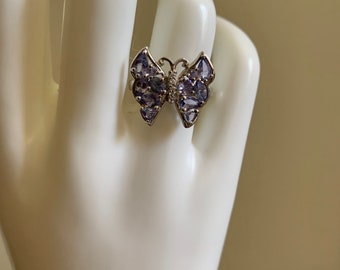 Tanzanite, Zircon Ring in Platinum Over Sterling Silver  - Size 7