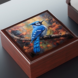 Blue Jay Art Print Gift and Jewelry Box