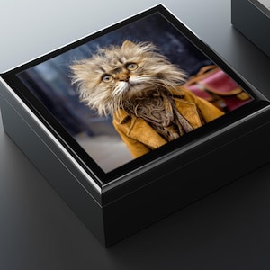 Cat Jewelry Box, Memory Keepsake Box, Mack Truck Theme, Cute Animal Organizer, Gift for Cat Lovers