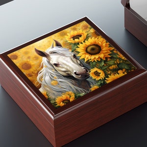 Unicorn and Sunflowers Jewelry Box