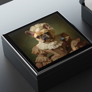 Fufu Lady French Bulldog Portrait Art Print Gift and Jewelry Box