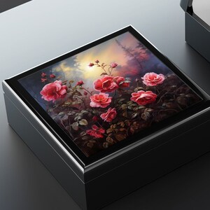 Pink Roses in the Wild Art Trinket and Jewelry Box