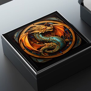 Dragon Medallion Art Print Gift and Jewelry Box