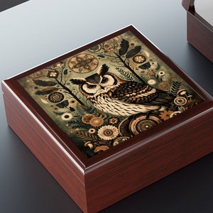 Vintage Owl Memory Box - Fairycore grunge style trinket box