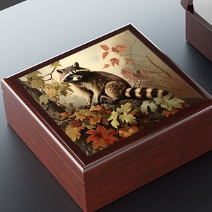 Vintage Naturalist Naturism Raccoon Art Print Gift and Jewelry Box
