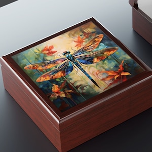 Art Deco Style Dragonfly Artwork Gift and Jewelry Box