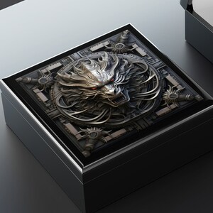 Metal Medallion Dragon Trinket Box