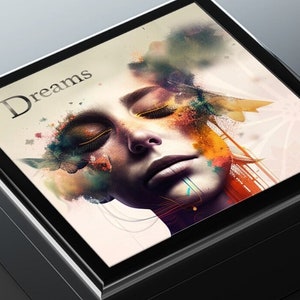 Dreams Keepsake Jewelry Box with Ceramic Tile Cover Beige