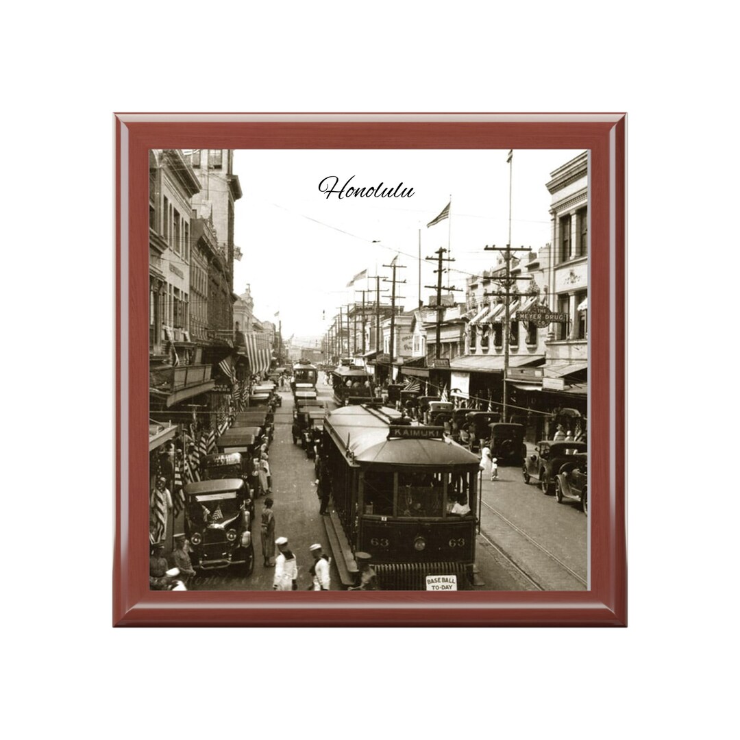 Honolulu Nostalgia Keepsake Jewelry Box With Ceramic Tile Etsy