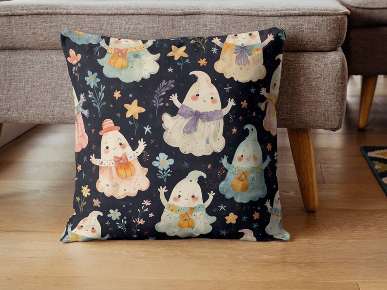 Cute Pastel Halloween Ghost Seamless Pattern | Printable Digital Paper ...