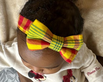 Bandeau madras joli nœud (Madras headband), Bandeau élastique tissu ethnique, Accessoire cheveux pour enfant