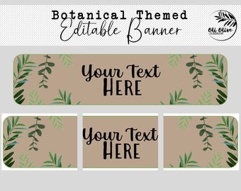 Editable Botanical Classroom Display Banner Brown