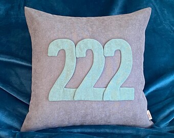 Handmade Angel Numbers Cushion Cover - Spiritual Boho Faux Suede Decorative Pillow for Manifestation, Law of Attraction, and Yoga - Mystic Gift
