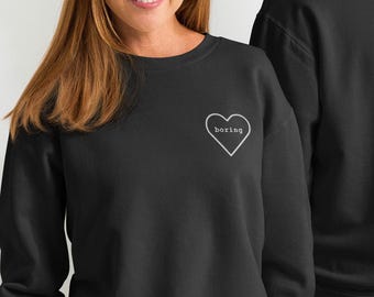 Geborduurd sweatshirt met saai hart | Op hockeyromance geïnspireerde, op kleding geverfde uniseks ronde hals