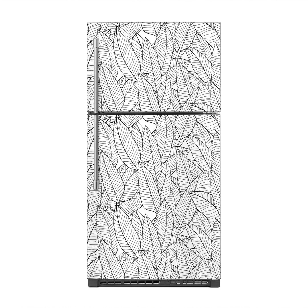 Minimalist Leaves Fridge Decal Vinyl, Refrigerator Decal, Fridge Decal