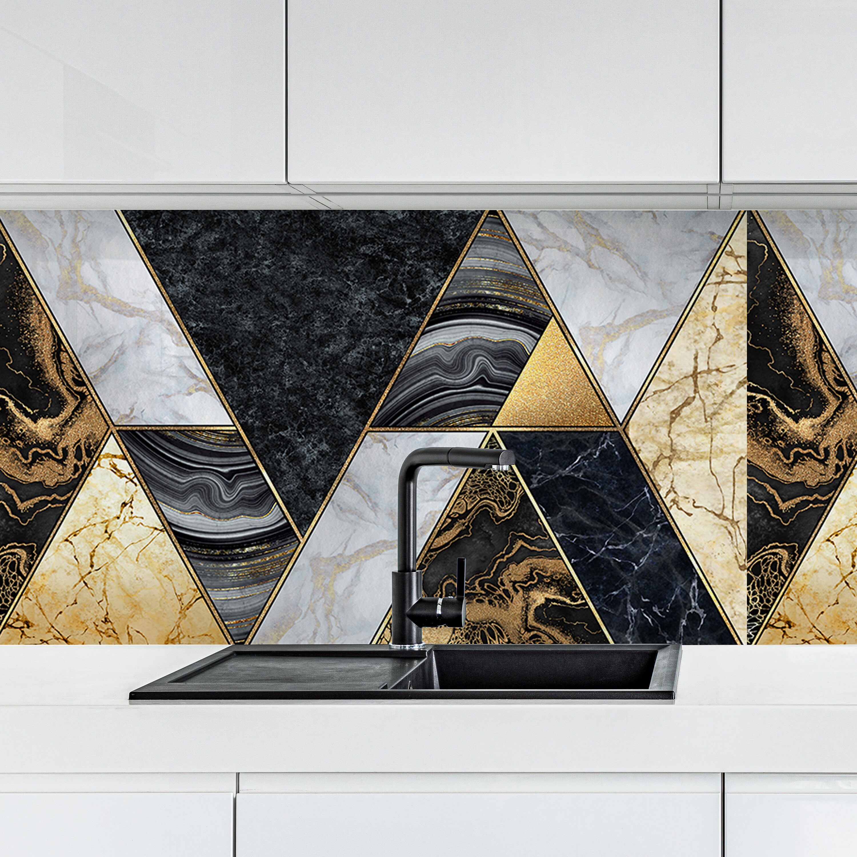 Black Gold Kitchen Tile Sticker, Peel and Stick, Kitchen Tile Decal