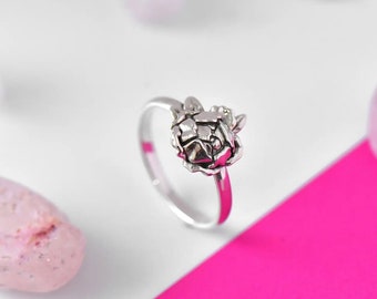 Handmade Sterling Silver Peony Ring: Floral Blossom Jewelry