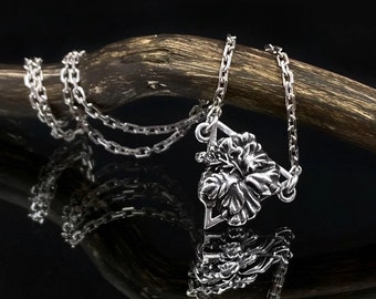 Sterling Silver Hibiscus Pendant: Handcrafted Botanical Flower Necklace