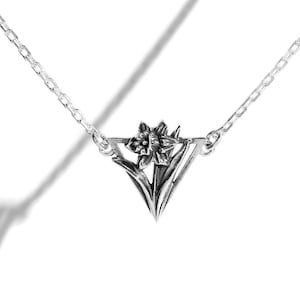Sterling Silver Pendant Narcissus, Nature Flower Jewelry, Handmade Narcissus Floral Necklace, Flower Lovers Gift, Flower Necklace