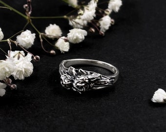 Sterling Silver Iris Flower Ring: Handmade Floral Jewelry
