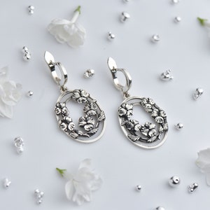 Sterling Silver Pansy Earrings, Flower Jewelry, Handmade  Pansy Earrings, Pansy Lovers Gift, Flower Earrings, Nature Gift, Womens Gift