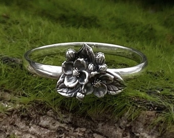 Handmade Sterling Silver Jasmine Blossom Ring, Floral Gift