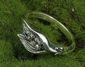 Sterling Silver Lily of the Valley Ring, Handmade Floral Jewelry