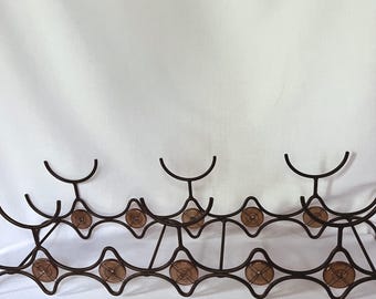 Vintage Scrollwork Wire Wine Rack | Amber glass Detail | Bar Decor | Eclectic Home