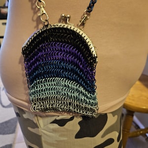 Chainmail coin purse black/purple/blue
