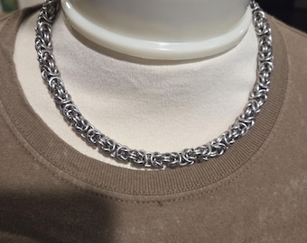 Collar bizantino de cota de malla de acero inoxidable