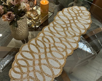 Luxury Metallic Gold Table Runner – Elegant Festive, Wedding & Party Dining Décor