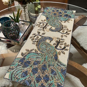Peacock design Handmade Table Runner