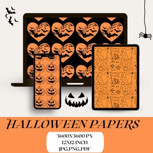 Halloween Digital Paper 45, Wrapping Paper Halloween Prints, Scrapbook Papers, Halloween Background Wallpaper, Seamless Pumpkin