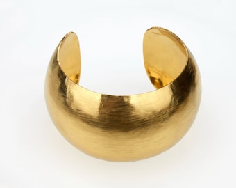 Bracelet manchette en laiton bombé large, manchette en laiton de tous les jours ; taille : 6&quot; 1/4 à 6&quot; 3/4