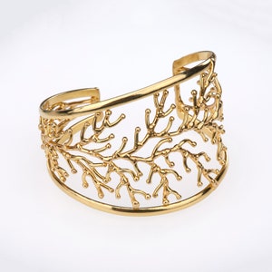 Wide wire frame cuff bracelet with tree of life tracery, Brass wire rimmed tree of life cuff