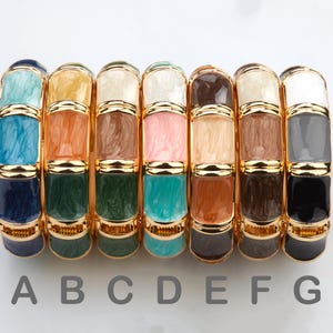 Gold Tone Resin Block Bracelet, Blue Turquoise Panel Bangle, Chunky Hinged Cuff, Statement Geometric Bracelet, Gift for Her